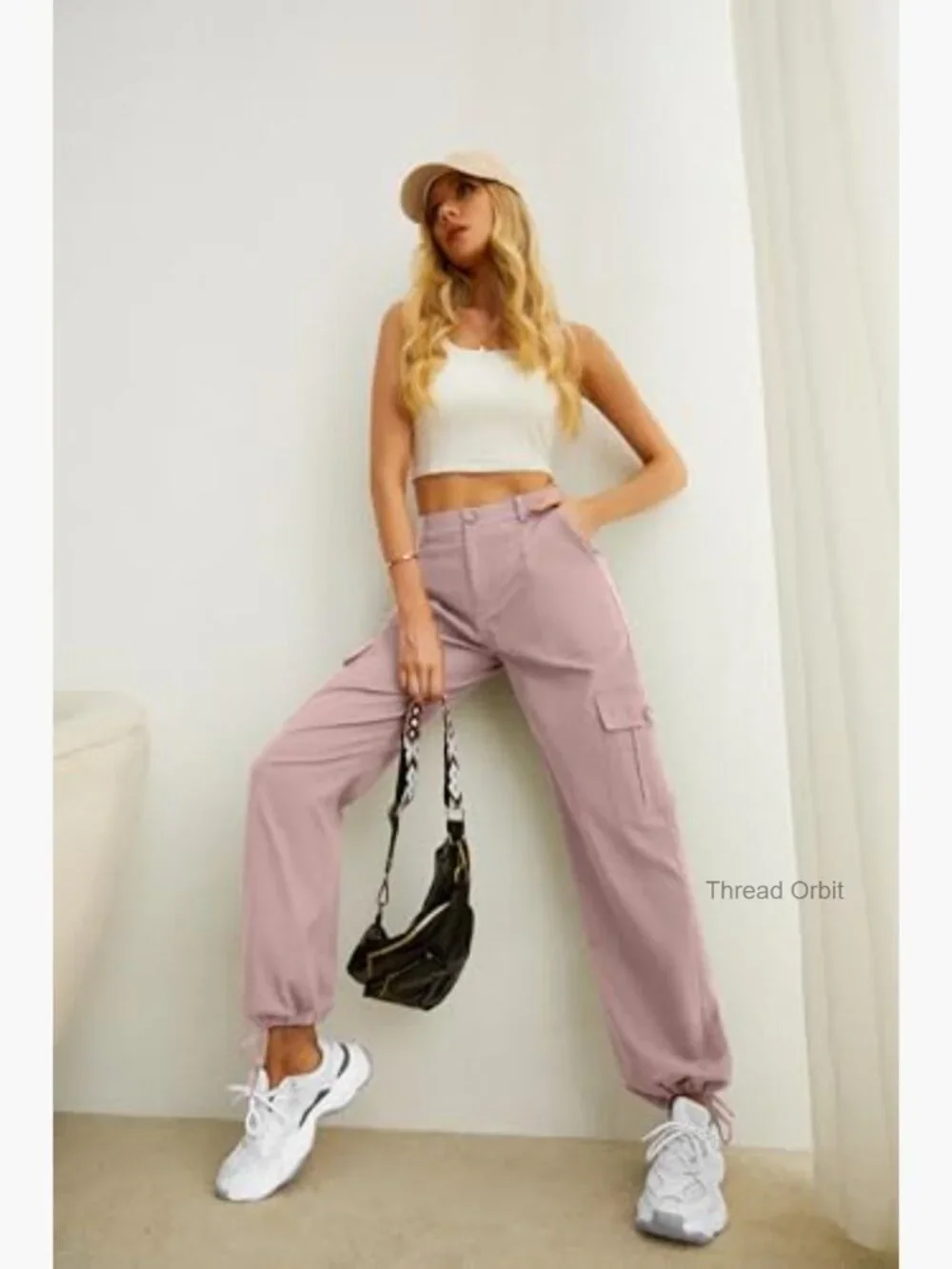 High Waisted Cargo Pants with 6 Pockets Stretchy Wide Leg Casual Pants - Picture 2 of 7